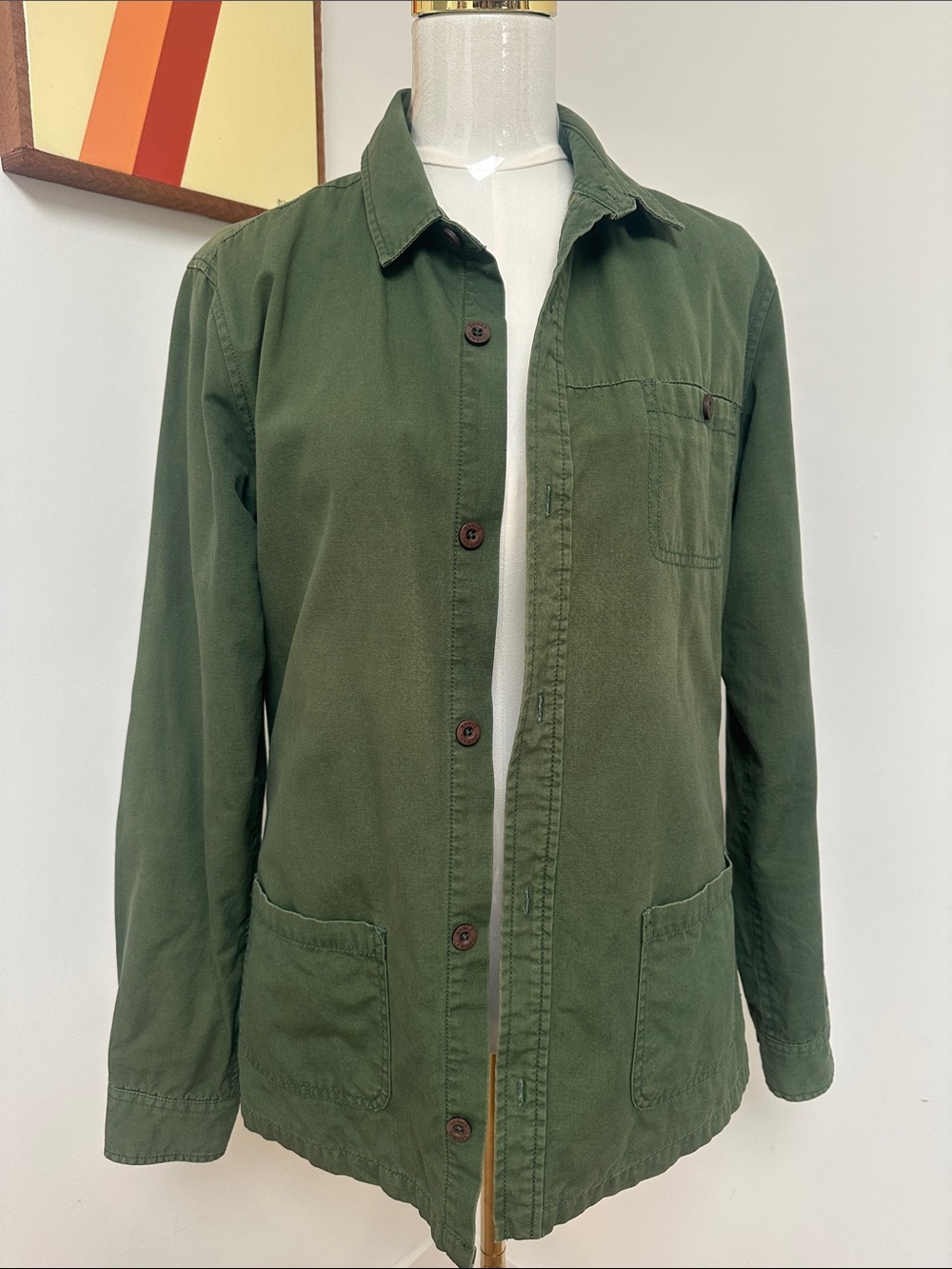 Banks Journal Olive Green Button-Front Utility Chore Jacket
